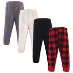 Hudson Baby Unisex Quilted Jogger Pants 4pk, Buffalo Plaid, 0-3 Months, 3