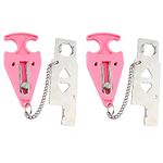 Bekecidi 2PCS Portable Door Lock for Travelling, Hotel Door Lock Travel Safety Door Lock Without Drilling Perfect for Traveling Hotel Home College, Pink