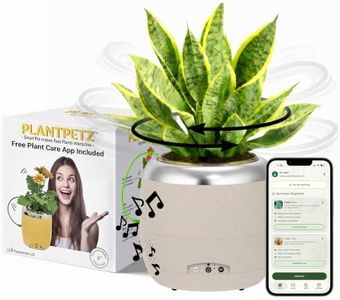 PLANTPETZ Extra Large Robotic Planter – Smart Planter Fits 6 Inch Pots | Bluetooth Speaker | Interactive Smart Plant Pot Turns A Real Plant Into a Touch/Motion Responsive Companion - Sand Beach Tan