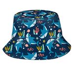 Shark Sharks Bucket Hat,Funny Beach Fisherman Hats Sun Wide Brim Cap for Women Men and Teens, Shark-5, One Size