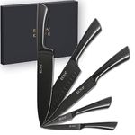 EUNA 5 PCS Kitchen Knife Sets Professional Sharp Knives Set with Cover&Gift Box Durable Cooking Japanese Knives Set for Carbon Steel Ninja Knives with Integrated Handle&Non-Stick Coating