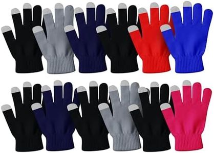 Winter Magic Gloves, 12 Pairs Stretchy Warm Knit Bulk Pack Mens Womens