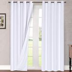 H.VERSAILTEX 100% Blackout Curtains White, Linen Blackout Curtains 96 inch Curtains 2 Panel Set, Elegant Curtains for Bedroom Grommet Curtains Window Curtains Living Room Drapes