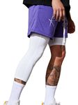 Men's Compression Sport Pants Single Leg 3/4 Base Layer Basketball Leggings Athletic One Leg Capri Tights Running (CA/US, Alpha, Small, Regular, Regular, White-Right)