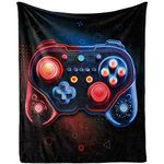 Gamer Blankets for Boys, Soft Fleece Flannel Gaming Blanket for Teens, Video Game Themed Blanket for Gamer Gifts, Lightweight Fuzzy Plush Cozy Gamer Throw Blankets for Couch Sofa Bed, 130x150cm