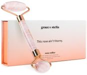 Rose Quartz Face Roller - Face Roller Skin Care - Facial Roller - Stone Roller For Face - Face Massager Roller For Lymphatic Drainage - Quartz Roller For Face - Crystal Face Roller by grace and stella