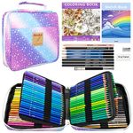 134 Colored Pencils Set-120 Colored Pencils,Adult Coloring Book and Sketch Pad,Artists Colorless Blender,Zipper Travel Case,Soft Core,Eraser,Art Supplies for Beginners kids