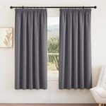 PONY DANCE Grey Blackout Curtains 66x72 Inch for Living Room Pencil Pleat Thermal Insulated Curtains with Hooks for Track Rail Lounge Curtains Room Darkerning, W66 X L72, Grey