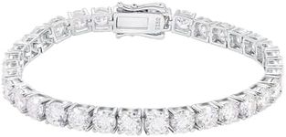 Gem's Beauty moissanite tennis bracelet 18k white gold plated 925 silver 3-6.5mm D Color VVS1 Round Cut moissanite bracelets for women Men Gift birthday anniversary (3MM, 6.5 inch), 6.5 inches,