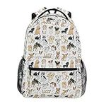 Fisyme Puppy Dogs Pattern Backpack Laptop Bag Daypack Travel Hiking School Backpacks for Men Women Kids Girls Boys, Multicolor, Daypack Backpacks