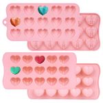 LFBEST 2 Pcs Heart Jelly Silicone Moulds, 15 Cavity Heart Shape Silicone Chocolate Moulds Ice Cube Tray Wax Melt Moulds,Non-Stick Silicone Mould for Handmade DIY Cake Chocolate Jelly Ice Cube