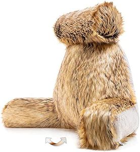 Husband Pillow XXL Ultra Rare Baby Amber Fox Fabulous Faux Fur Backrest, Two-Tone Reversible Double Sided Reading & Bed Rest Pillow with Arms & Neck Roll, Adjustable Memory Foam - Extremely Comfy