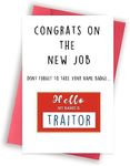 Funny New Job Congrats Card for Coworker or Colleagues or Boss, Naughty Coworker Leaving Cards Gifts for Women Men, Humor Traitor Badge Farewell Card for Work Friend