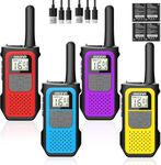 AWANFI Walkie Talkies for Adults Kids, 4 Pack Rechargeable Walkie Talkies with 1200mAh Battery, Long Range 16 Channels Radios, Walky Talky with USB-C Cable, VOX-Hands free for Outdoor Camping Hiking