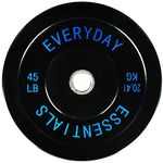 BalanceFrom Everyday Essentials Color Coded Olympic Bumper Plate Weight Plate Steel Hub, Black, Single Plate