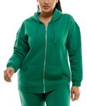 Derek Heart Oversized Zip-up Hoodie with Drop Shoulder and Kangaroo pocket, Boyfriend fit, Shady Glade, Large