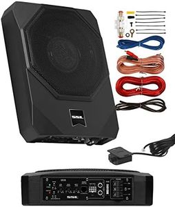 Sound Storm Laboratories US10K 10 Inch Powered Under Seat Car Subwoofer - 1000 Watts Max, Dual 4 Ohm Voice Coil, 8 Gauge Amp Installation Kit