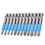 Saipor 12pcs Magnetic Phillips Pozidriv Screwdriver Bit Set 1/4 Inch Hex Shank Phillips Head Drive Bit Cross Slot Anti-Slip Screw Driver Power Drill Bit for Electric Hand Screwdrivers, 50mm Length