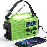 Raynic Weather Radio, 5000mAh/18500mWh Solar Hand Crank Emergency Radio, Battery Powered AM/FM/SW/NOAA Weather Alert Radio with Flashlight, Cell Phone Charger and SOS Siren for Power Outages (Green)