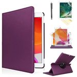 ipad 4 Generation case Rotating ipad 3 ipad 2 case for Ipad Model A1458 A1430 A 1416 Md510ll /A Mc979ll/A with Screen Protector Stand Smart Covers Support Wake/Sleep Function (Purple case)