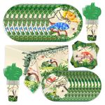 Reptile Birthday Party Supplies Lizard Snake Crocodile Party Decorations Includes Tablecloth Plates Napkins Cups Tablewares for Kids Jungle Swamp Wildlife Wilderness Camping Party