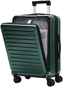 TydeCkare 20 Inch Carrry On Luggage with Front Zipper Pocket, 45L, Lightweight ABS+PC Hardshell Suitcase with TSA Lock & Spinner Silent Wheels, Convenient for Business Trips,Dark Green