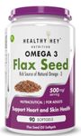 HealthyHey Flaxseed - Rich Source of Natural Omega 3-500 mg - Support Heart Health - 90 Softgels