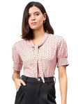 Style Quotient Women Nude and Black Polka Print Top