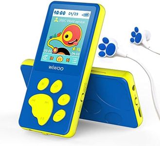 MP3 Player for Kids, wiwoo Portable Music Player with Cartoon Headphone Micro SD Card Expandable 1.8" Screen, Children Media Player with Bear Paw Button Design, Games, Voice Recorder (Blue)