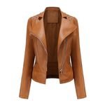 Women's Rivet Studded Faux Leather Motorcycle Short Jacket Punk Fashion Streetwear Coat