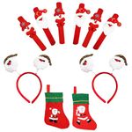 Party Propz Christmas Party Accessories - 10 Pcs, Christmas Decorations Items | Xmas Decoration Items with Santa Claus Stockings, Wrist Band, Hairband | Merry Christmas Assorted Return Gift Combo