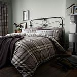 Catherine Lansfield Kelso Check Reversible Double Duvet Cover Set with Pillowcase Charcoal Grey