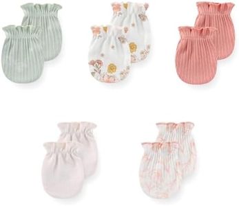 JELYLOVE 5 Pack Unisex New Born Boy Girls No Scratch Mittens Cotton Soft Baby Gloves Accessory 0-3 Months Infant Essentials