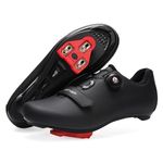 Mens Cycling Shoes Womens, Mountain Road Bikes Shoes Compatible with Shimano SPD & Look Delta, Compatible with Peloton Bike Shoes All Black Size UK 10