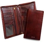 ABYS Genuine Leather Dark Brown Passport Holder for Men and Women,Unisex Travel Document Holder with Zipper Closure