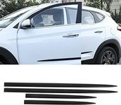 Qiilu Door Molding Trim Kit Strips, Waterproof Body Side Trim Bright Black Universal Door Protector Automotive Molding Trim