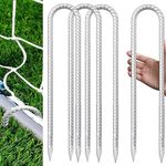 DEEGETEL Trampolines Stakes, U Shaped Rebar Stakes 4 Pack 12 Inch, Heavy DutyGalvanized Steel Ground Anchor Tie Down for High Wind, Tents, Soccer Goals, Canopy, Garden, Yard, Fence, Ground