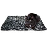 Downtown Pet Supply Thermal Cat Bed - Insulated Cat Mat with Aluminum Film & Sherpa Backing - Washer Safe Faux Fur Cover - Self-Warming Nap - Large - Animal Print Grey - 31 x 18in