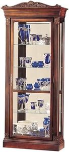 Howard Miller Embassy II Curio Cabinet, Wood Finish with Lights Storage Cabinet - Durable Glass Shelves, Vertical Display for Decorative Items, Collectibles, Living Room & Office