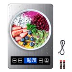 GRAM PRES Food Scale, 22lb Digital Kitchen Scale Weight Grams and oz with Timer & Hold Function for Cooking Baking, 1g/0.1oz Precise Graduation, Stainless Steel and Tempered Glass