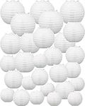 60 Pack White Chinese Japanese Paper Lanterns 4" 6" 8" 10" 12" Hanging Round Paper Lanterns Chinese Lantern Lamps for Wedding Party, Baby Shower, Christmas Party Decor