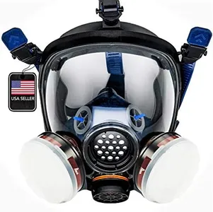 Parcil Distribution Gas Mask Survival Nuclear and Chemical PT-100 Full Face Respirator - Activated Carbon Organic Vapor Particulate Respirator Mask with Filters - CE Tested