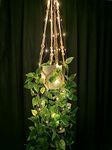 Fake Hanging Plant with Pot and Hanging Planter, LED Fairy Lights Artificial Plants for Home Decor Indoor Plant Hanger with Fake Vines Faux Hanging Planter Greenery for Bedroom Kitchen Office Decor