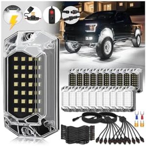 20Pods Full Angle Strobe Pure White Rock Light Kit with 3 Flash Mode 6500K