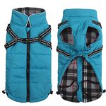 Warm Pet Dog Coats and Jackets for Dogs,Waterproof Reflective Pet Dog Harness Vest Winter Dog Clothes with Chest Strap,Outdoor Walking Adjustable Chest Strap-Blue-S