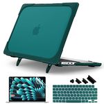 Batianda for M3 MacBook Air 15 inch Case 2024 2023 Release M2 Chip Model A3114 A2941,Heavy Duty Shockproof Protective Hard Shell with Fold Kickstand & Keyboard Protector for Enhanced Durability, Teal