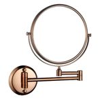 RFV1 Brass Dual Side Round Mirror for Bathroom 360° Swivel with Magnifying View | Magnifying Shaving Makeup Mirror Wall Mounted | (Rose Gold)