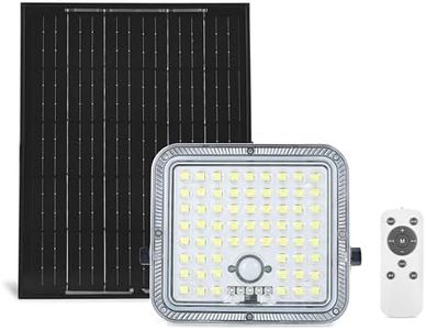 Gesto 50W Solar Outdoor Motion Sensor Light with Remote Control, IP67 Waterproof LED Flood Light, Dusk to Dawn Security Light for Garden, Garage, Patio, Camping, Pathway & Factory, 6000mAh Battery