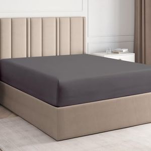 Drap-Housse, 160x200 cm - 100% en Coton pour Matelas jusqu'à 40 cm de Hauteur - Coton 400 Fils de Haute qualité - Convient également aux Lits à Ressorts - Pack Simple - Certifié Oeko-TEX - Gris foncé