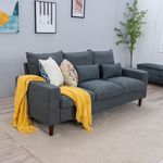 Panana Sectional Sofas, Corner Sofa 2 Seater and 3 Seater Seette Couch Loveseat (Grey Linen Fabric - Track Arm, 3 Seater)